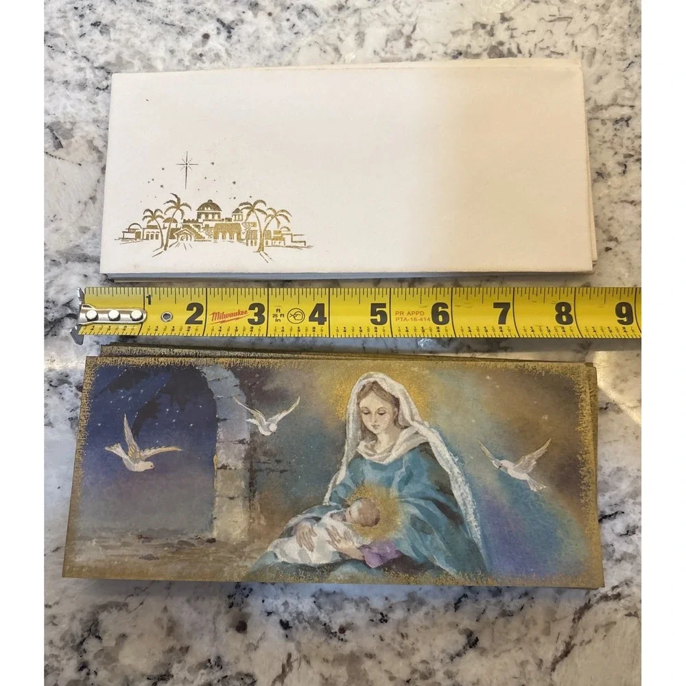 7 Vintage Hallmark Christmas Card Mother & Child Parchment Unused readers digest
